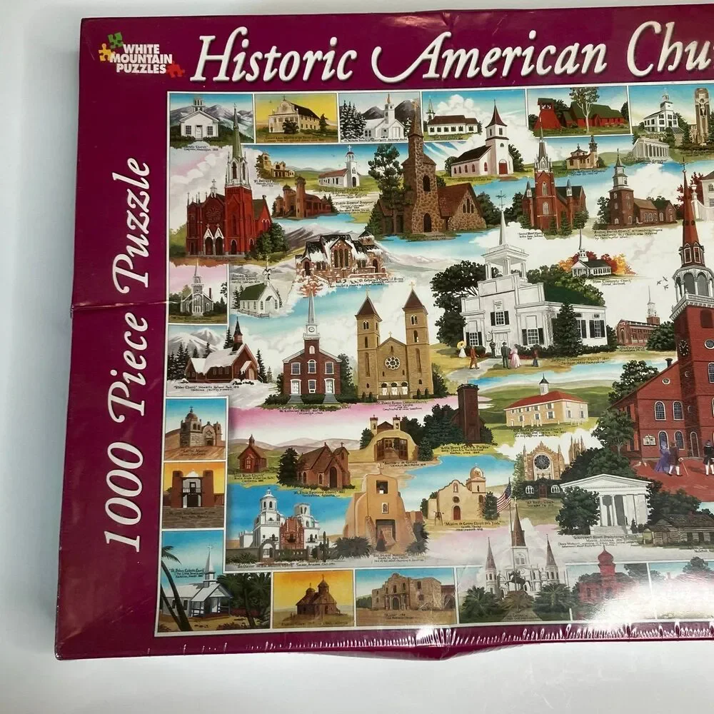 White Mountain Historic American Churches Jigsaw Puzzle 1000 Piece Brand New